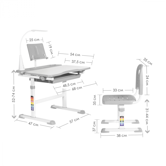 Характеристики Комплект Anatomica Avgusta Comfort парта + стул + выдвижной ящик + светильник + подставка Характеристики Комплект Anatomica Avgusta Comfort парта + стул + выдвижной ящик + светильник + подставка